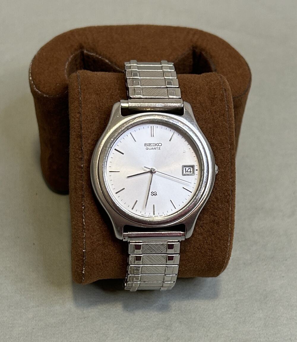 Vintage Seiko SQ 7N42-7011 Men's Quartz Watch White Dial Date 35.5mm Runs
